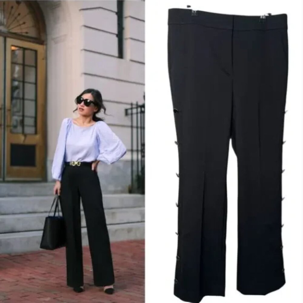 Loft Marisa Black Trousers with Button‎ Detailing along both sides Size 0 Petite